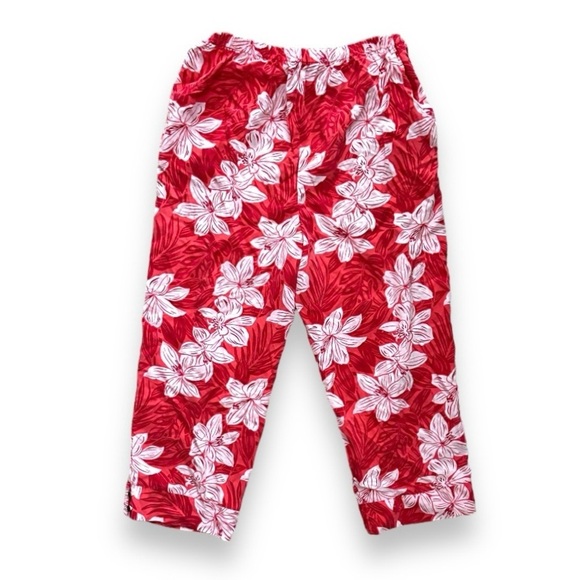 Vintage Sag Harbor Red Tropical Floral Capri Pants Women’s Size 8 Summer Cruise - Picture 2 of 16